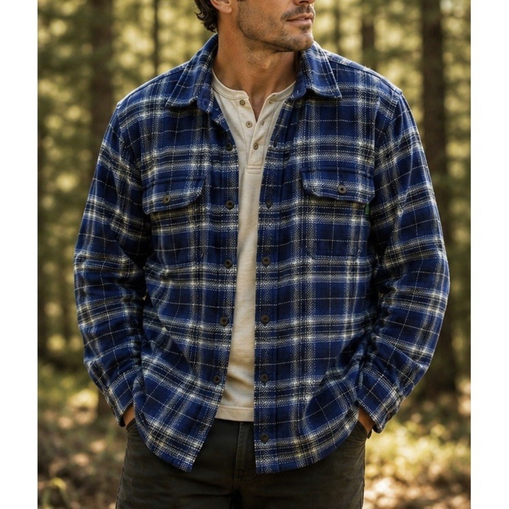Woolrich 100% Cotton Blue Plaid Flannel Shirt Jacket Mens XXL